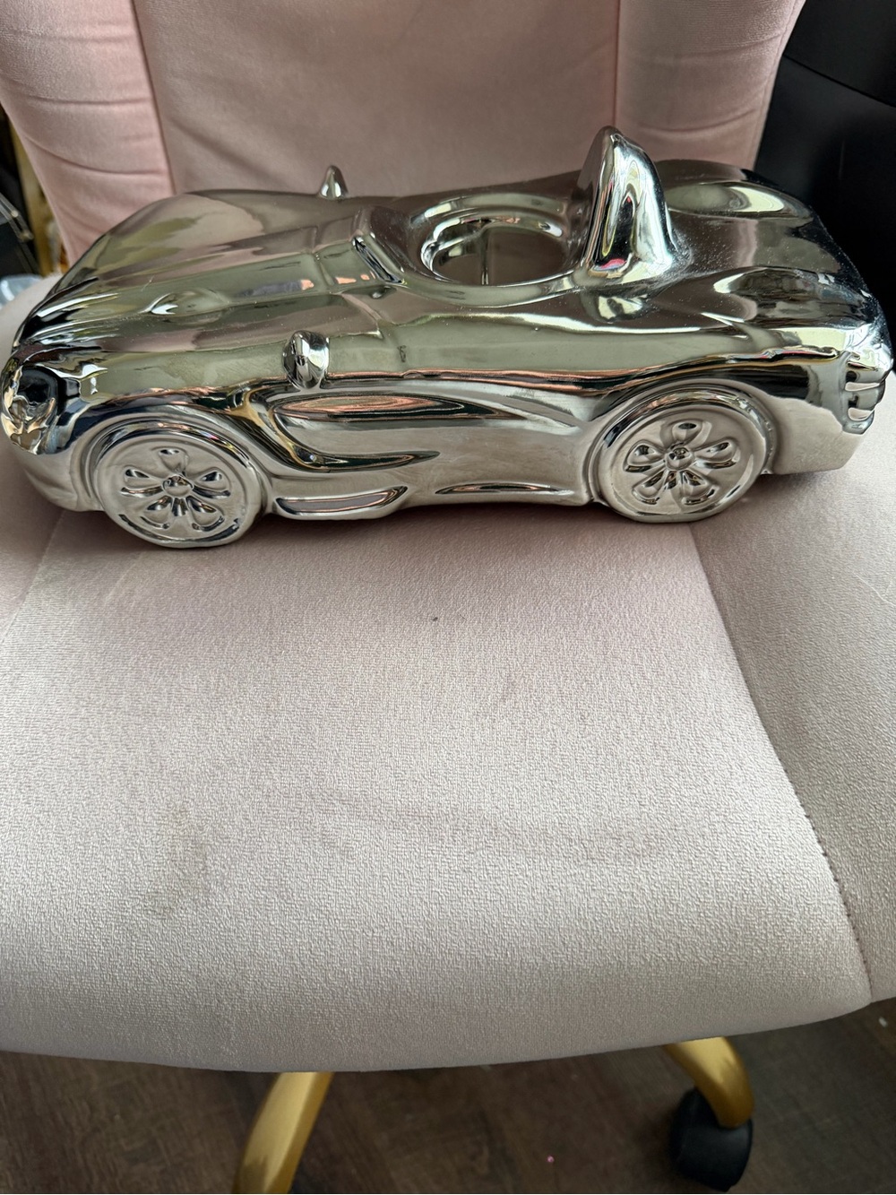 Ceramic Metallic Silver Sports Car Decorative Display Item